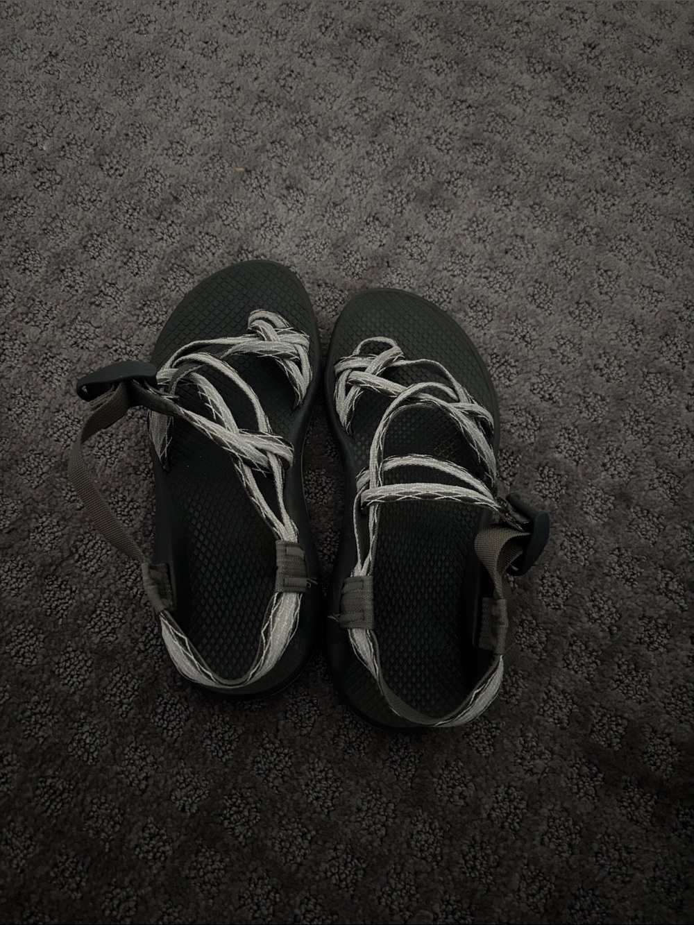 Chacos Outdoor Strappy Sandals in Dark Gray with Light Gray Laces